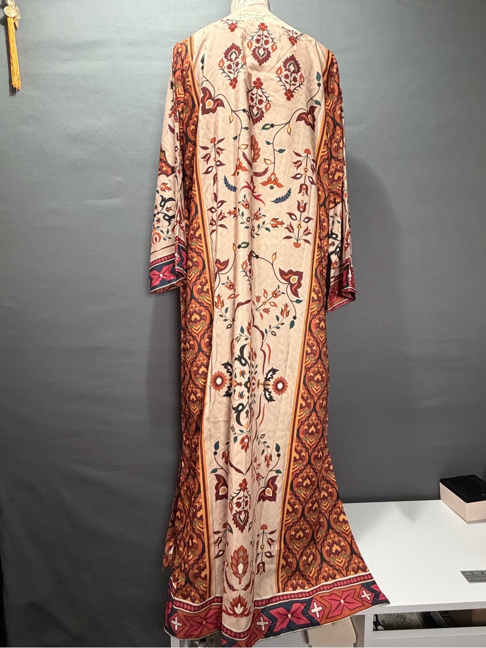 Bohemian Floral design, kaftan Maxi in Cream and Rust